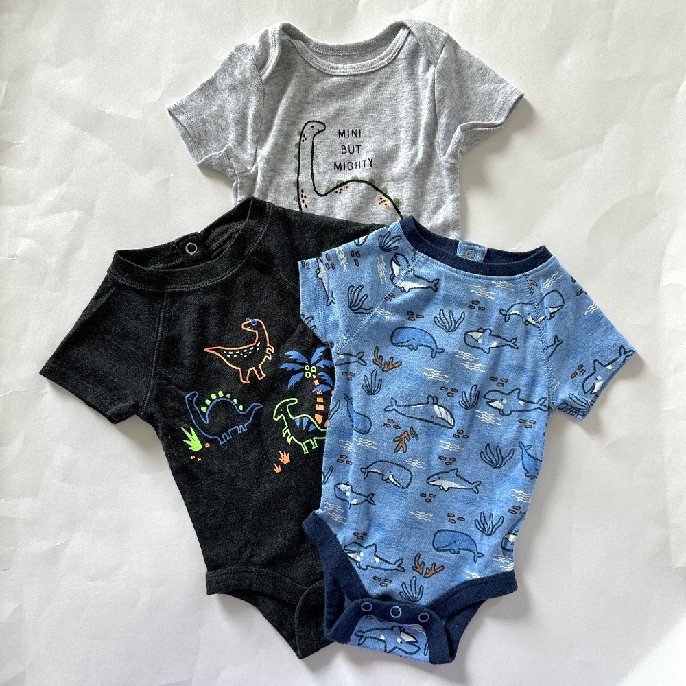 Baby Boy Clothing Bundle (3) Jumping Beans Short Sleeve Onesies 3M